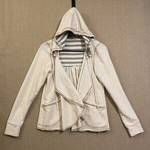 Rewind Jacket Women's Small Beige Open Front Hooded Long Sleeves